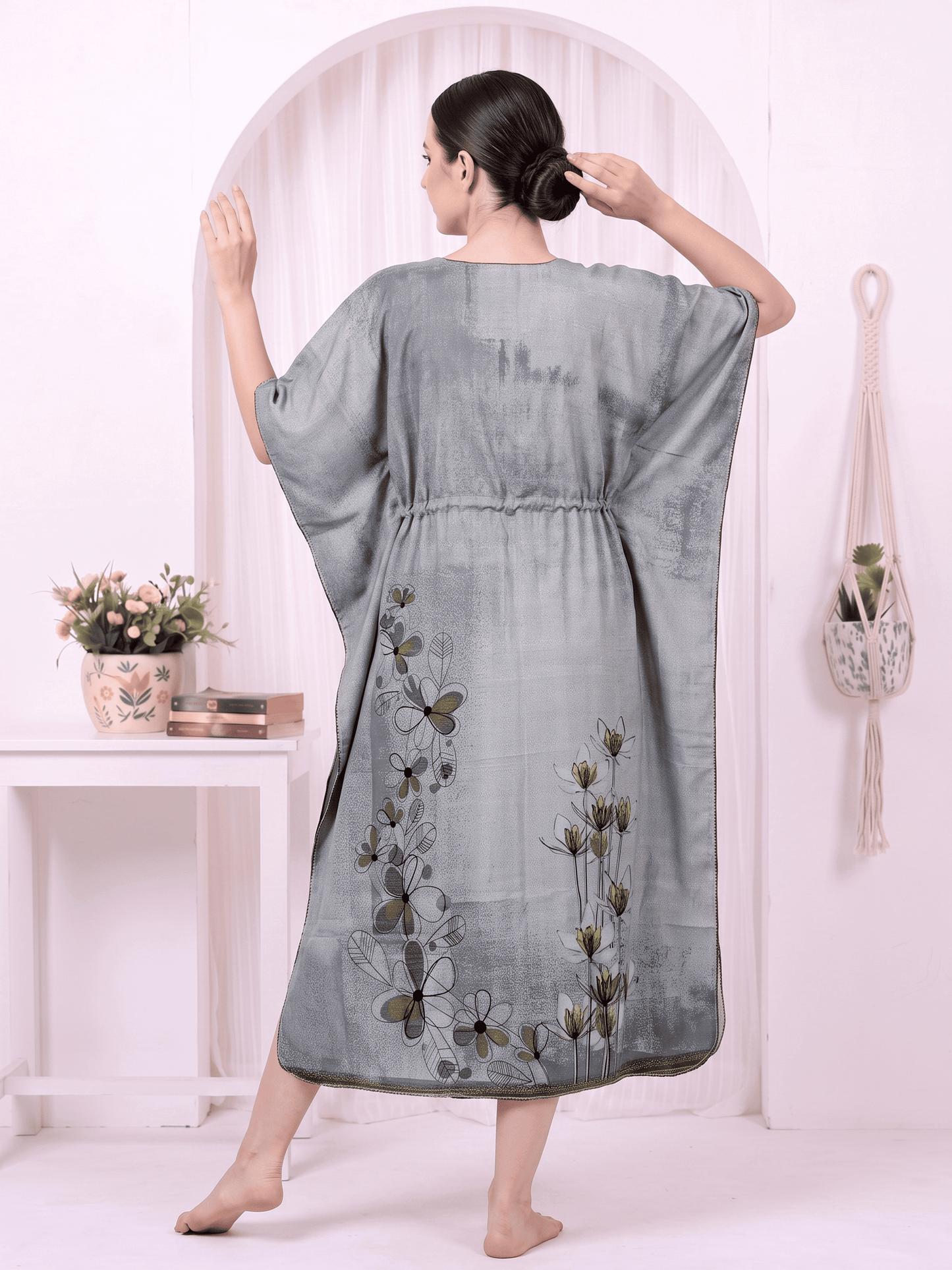 Saira Moonstone Grey Printed Kaftan