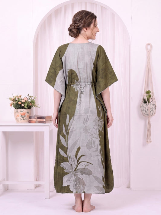 Freya Olive Mist Printed Kaftan