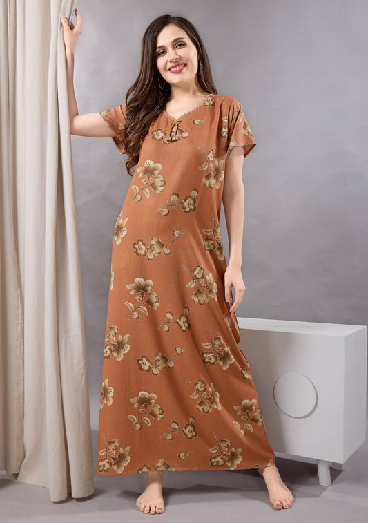 Cherry Orange Tie-Neck Nightgown