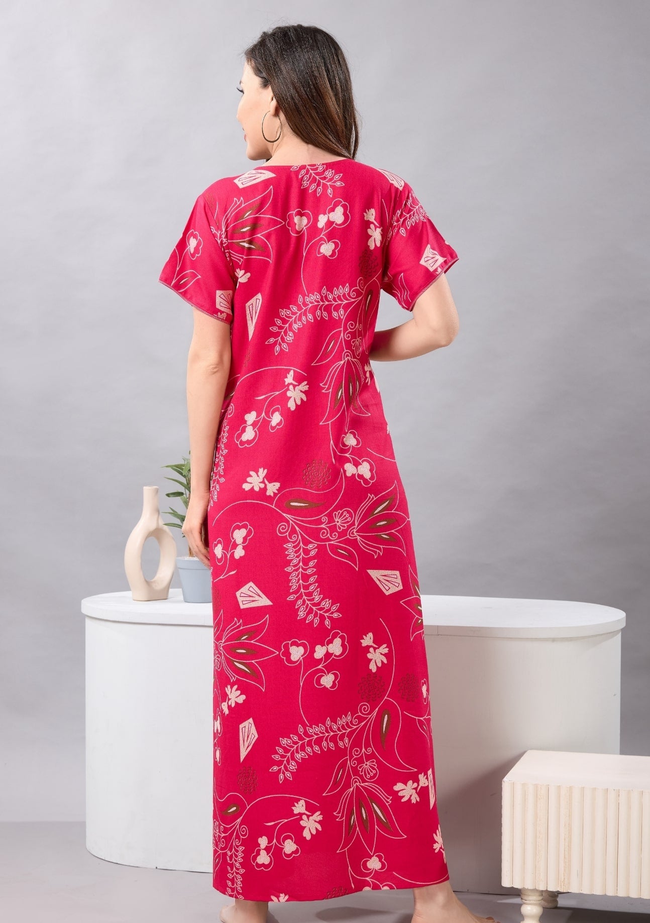 Lily Magenta Embroidered Nightgown