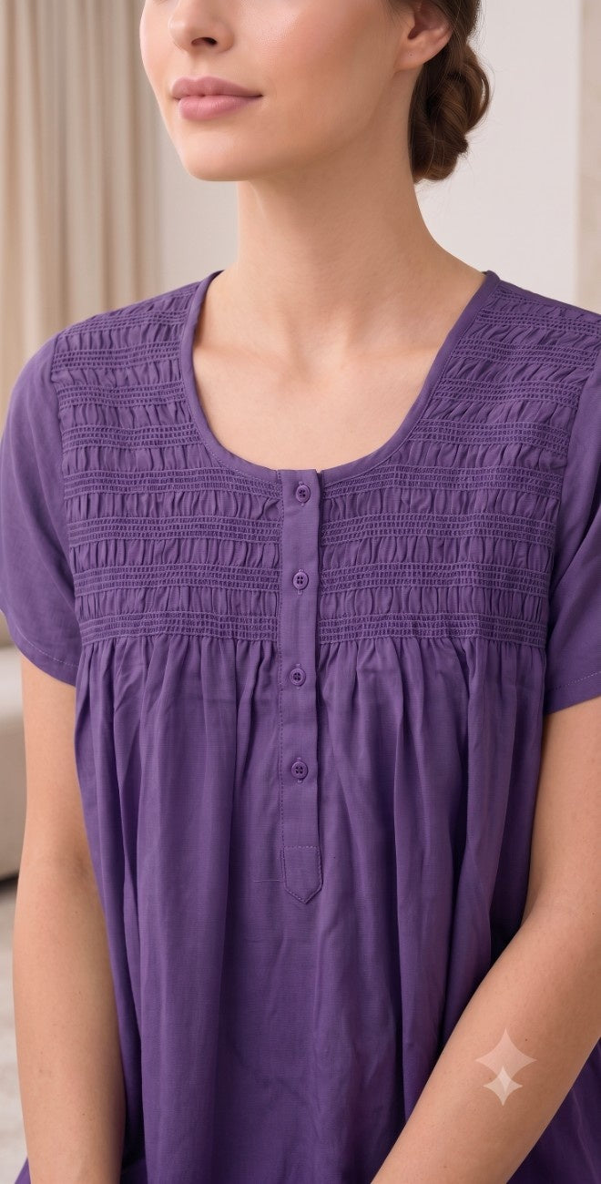 RUBY PLUM PURPLE SMOCKED NIGHTGOWN