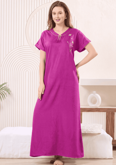 MIRA BERRY PINK EMBROIDERED NIGHTGOWN