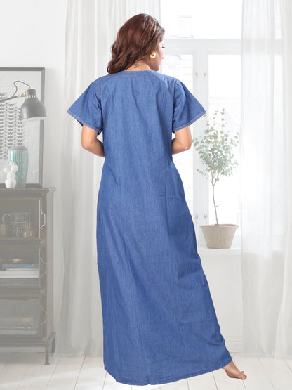 Emily Light Denim Embroidered Nightgown