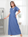 Olivia Light Denim Embroidered Nightgown Thumb