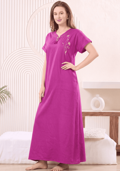 MIRA BERRY PINK EMBROIDERED NIGHTGOWN