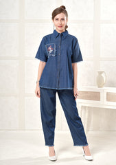 Violet Frayed Dark Denim Co-ord Set