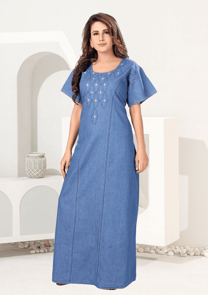  Bella Light Denim Embroidered Nightgown