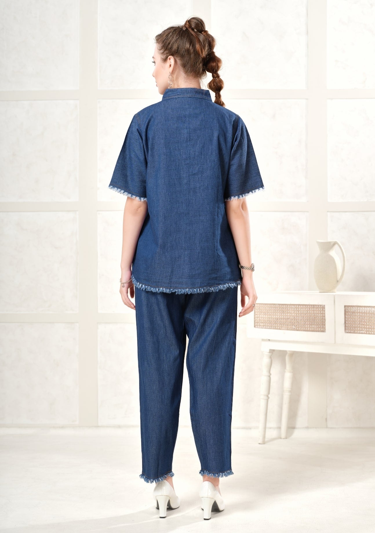 Violet Frayed Dark Denim Co-ord Set