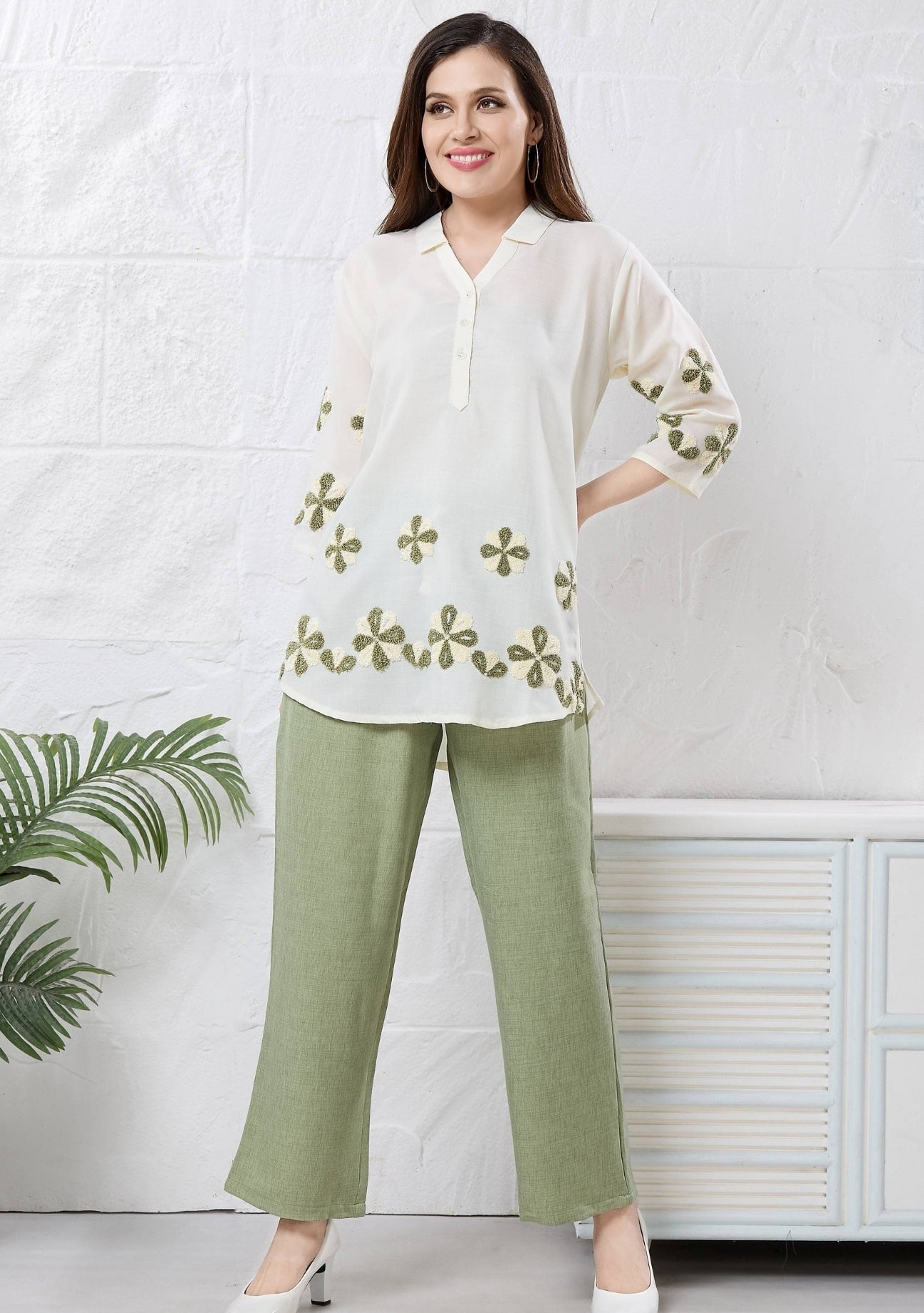 Hazel Green Patchwork Linen Co-ord Set