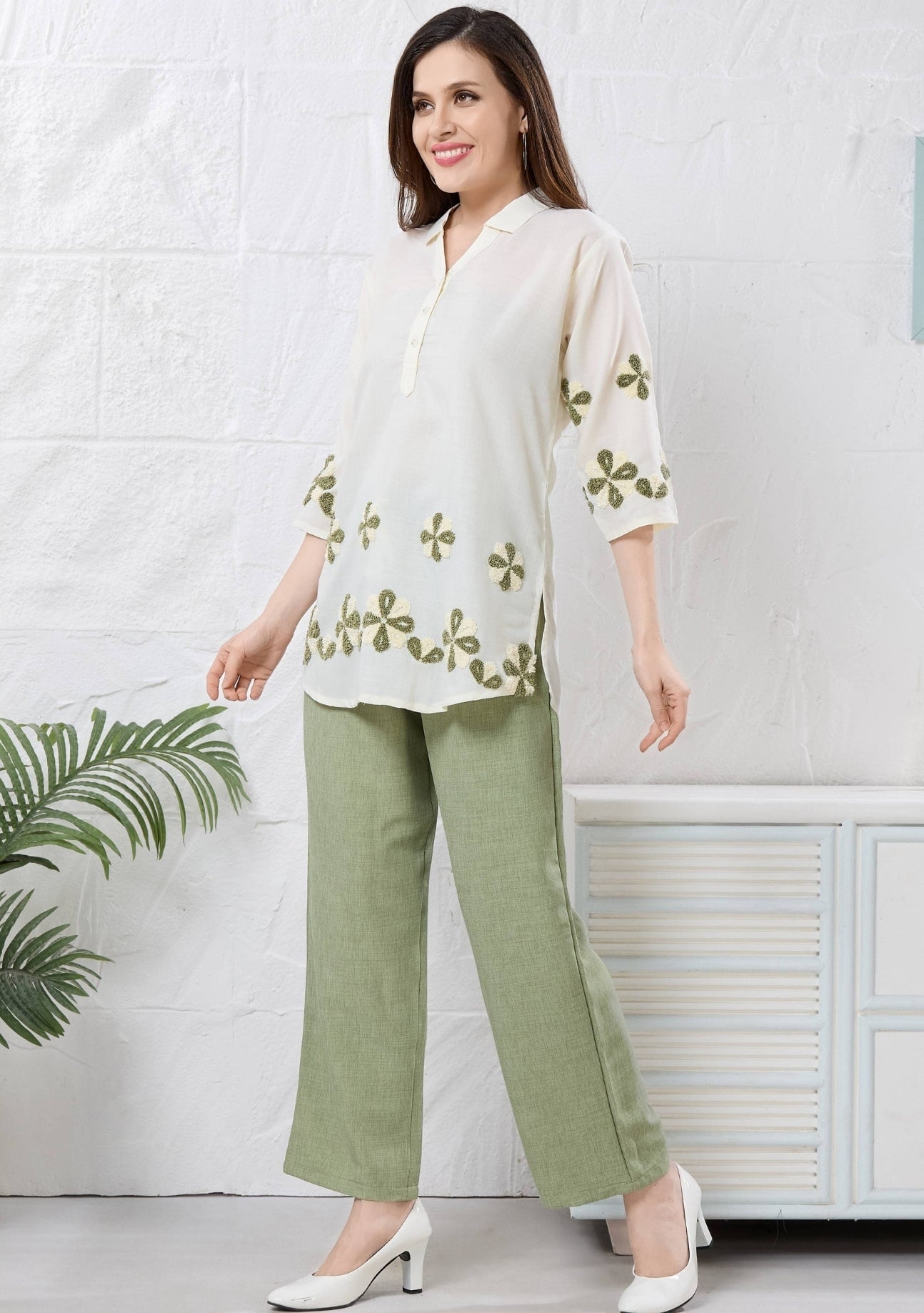 Hazel Green Patchwork Linen Co-ord Set