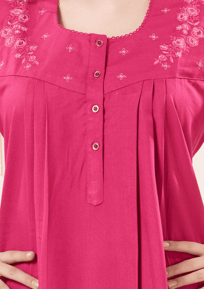Anaya  Flamingo Embroidered Nightgown
