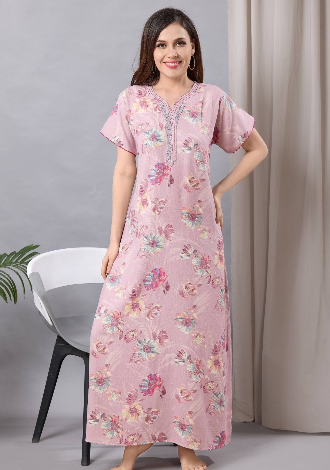 Aurora Blush Floral Lace Nightgown