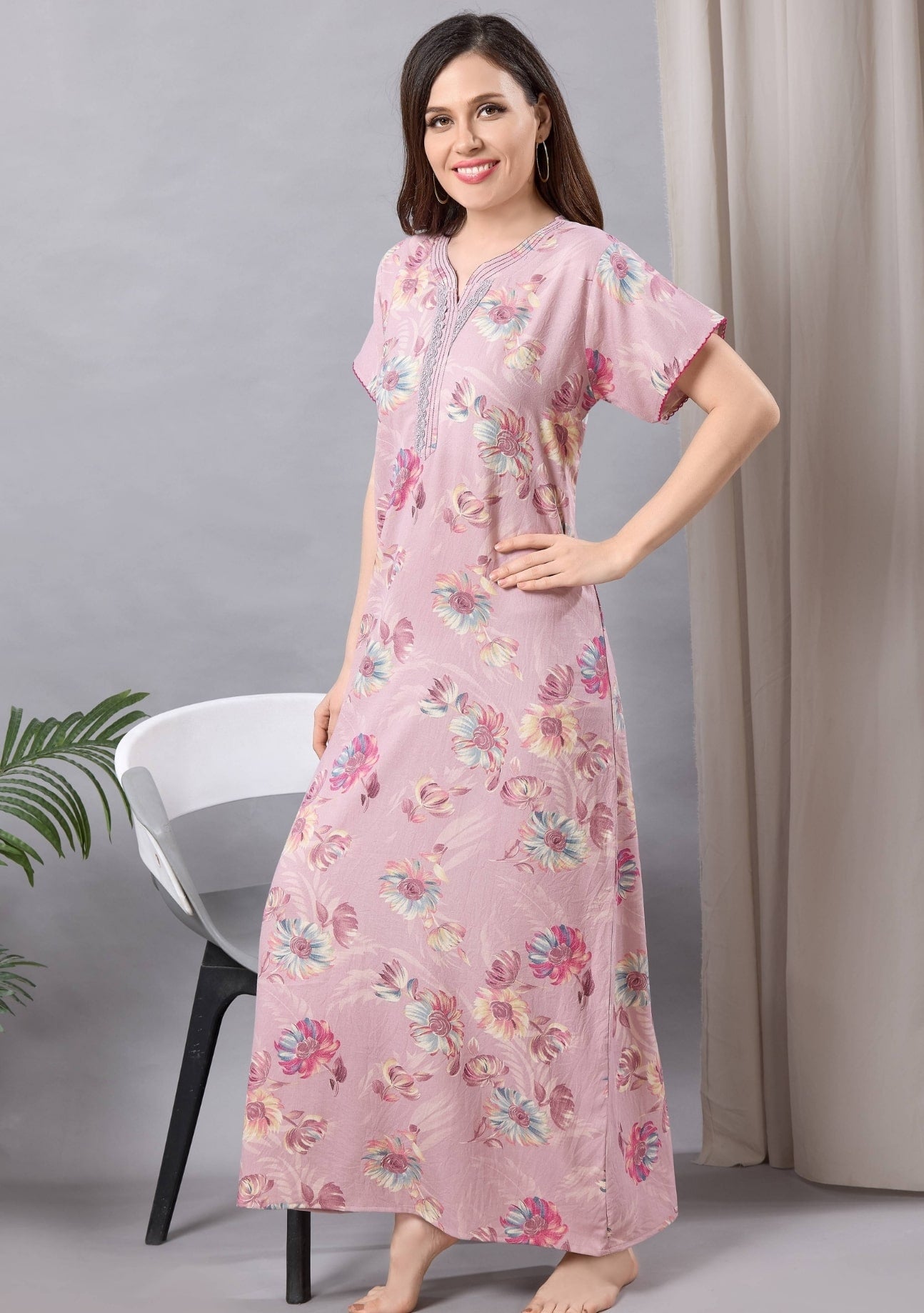 Aurora Blush Floral Lace Nightgown