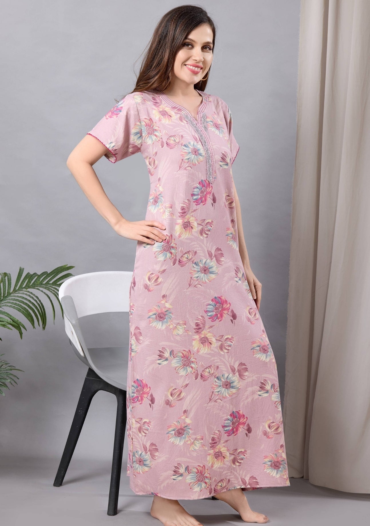 Aurora Blush Floral Lace Nightgown