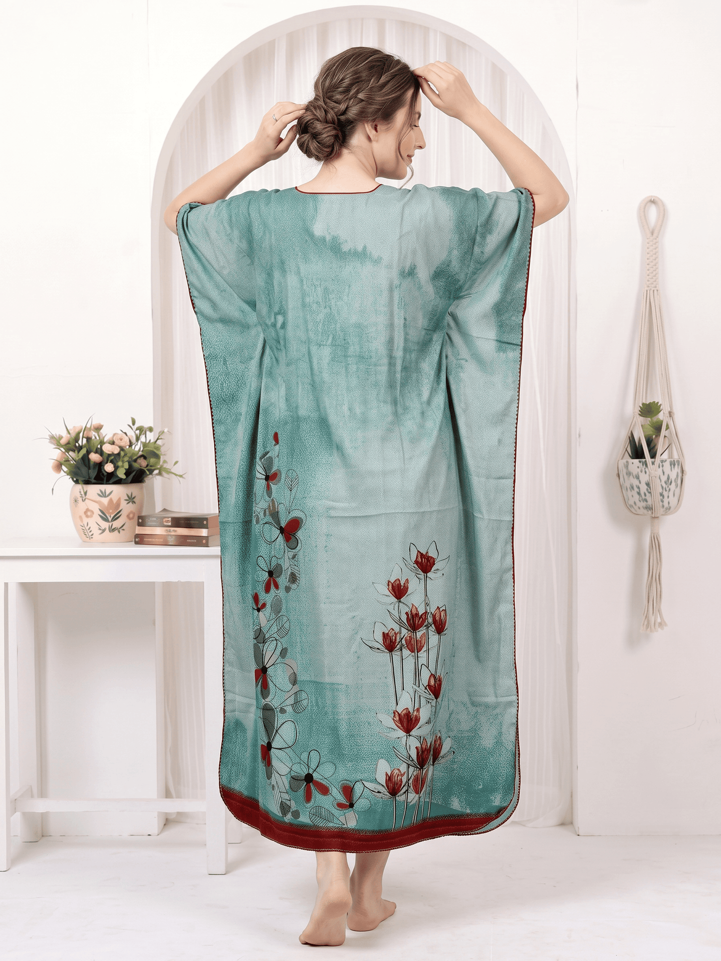 Saira Aqua Printed Kaftan