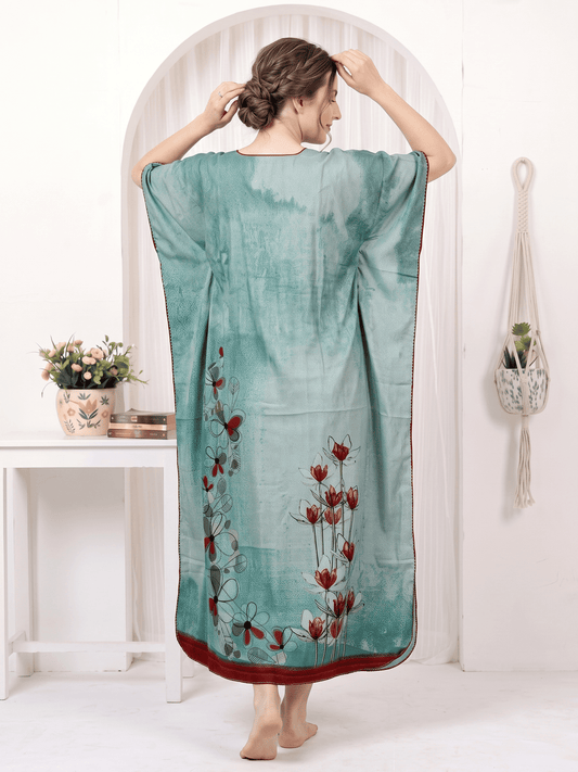 Saira Aqua Printed Kaftan