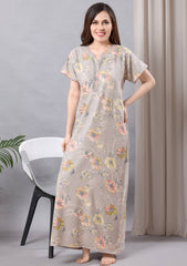 Aurora Beige-Grey Floral Lace Nightgown