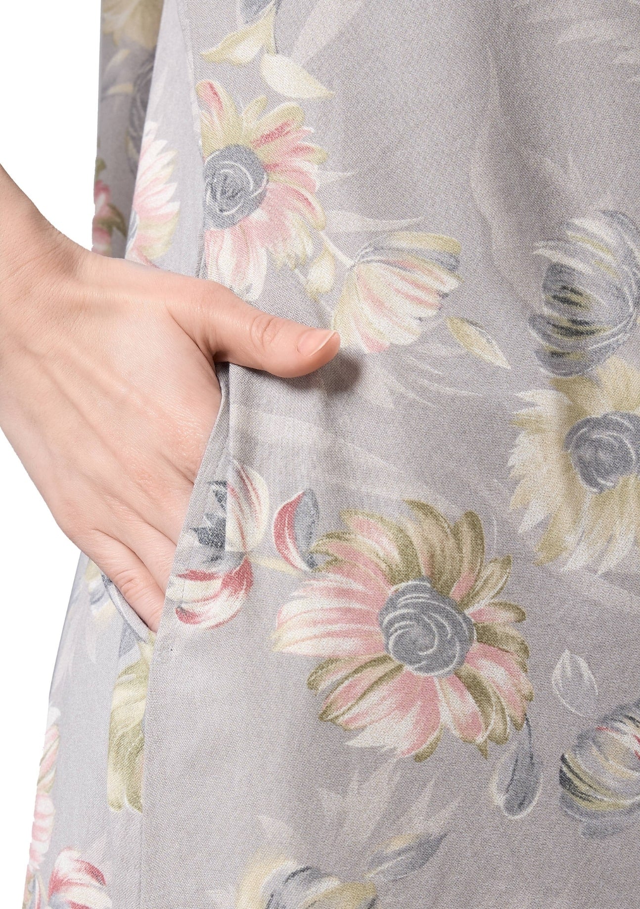 Aurora Beige-Gray Floral Lace Nightgown