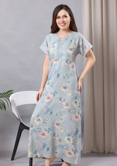 Aurora Mist Blue Floral Lace Nightgown