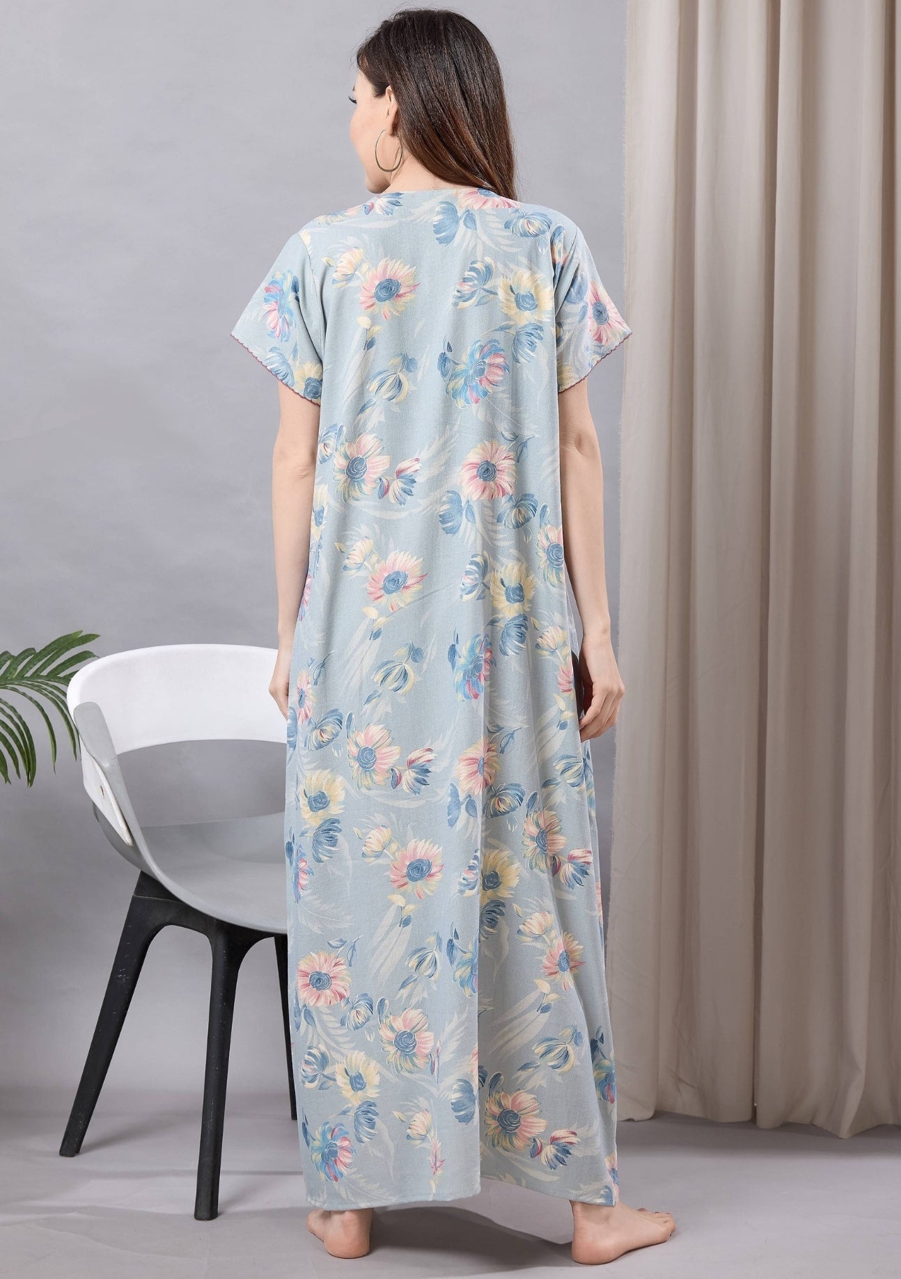 Aurora Mist Blue Floral Lace Nightgown