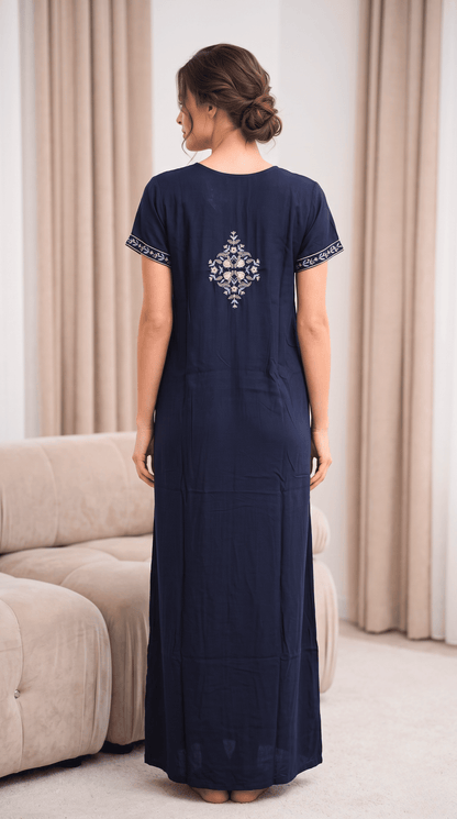 Aura Ink Blue Bloom Embroidered Nightgown