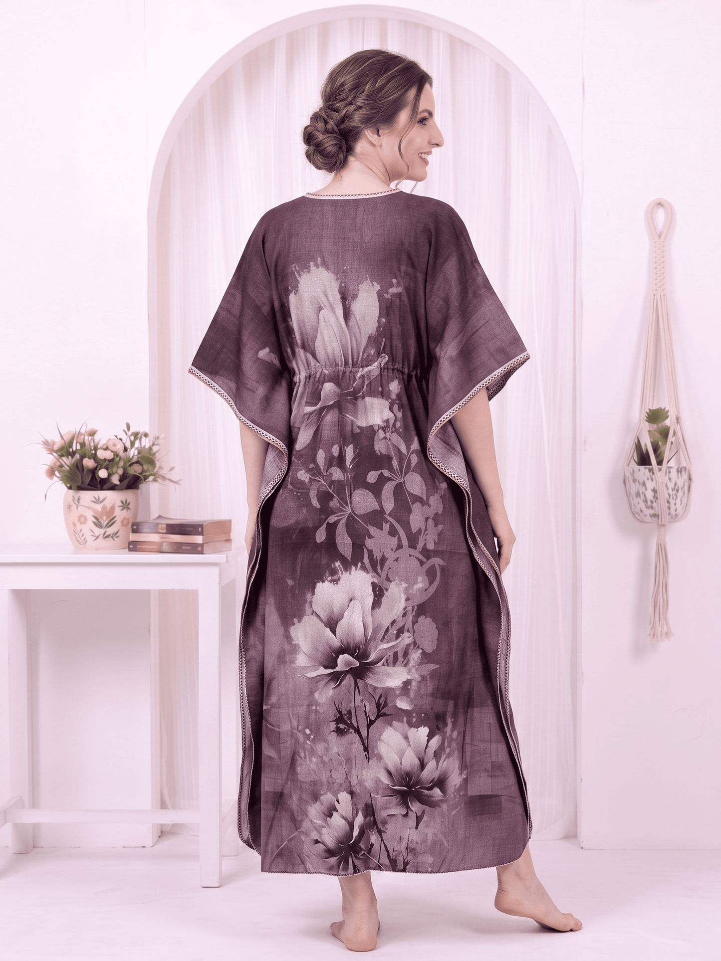 ZIA DUSTY MAUVE PRINTED KAFTAN