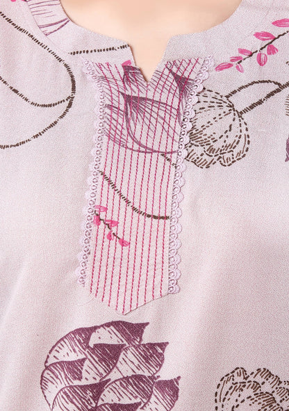 Iris Pastel Pink Leaf Print Nightgown