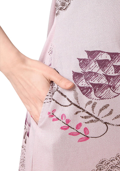 Iris Pastel Pink Leaf Print Nightgown