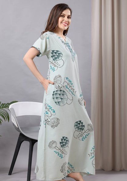 Iris Pastel Blue Print Nightgown