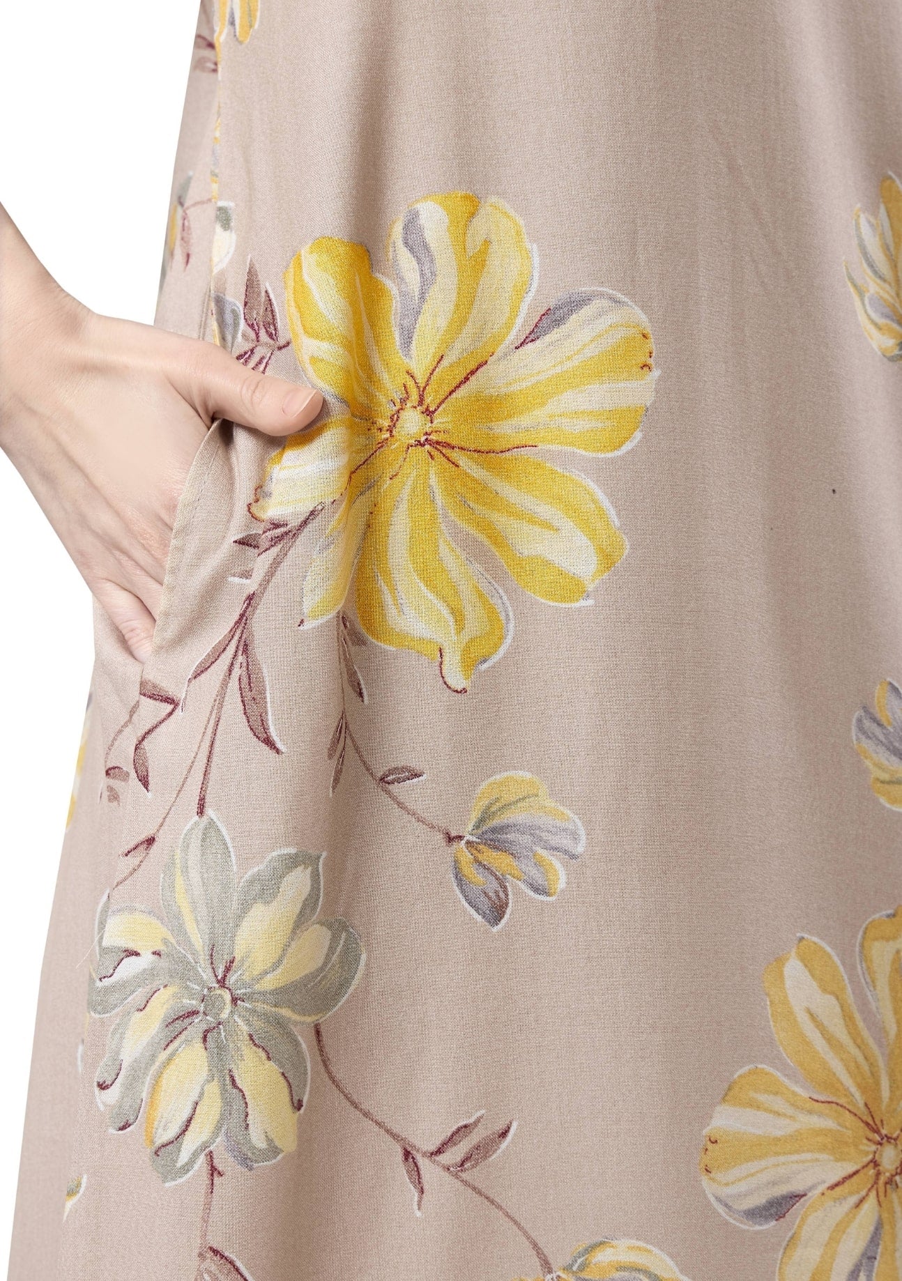 Daisy Mocha Floral Tie-Neck Nightgown