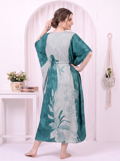 Freya Teal Mist Printed Kaftan