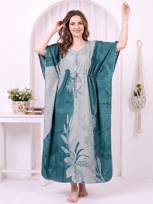 Freya Teal Mist Printed Kaftan