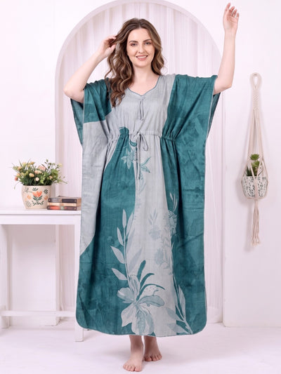 Freya Teal Mist Printed Kaftan