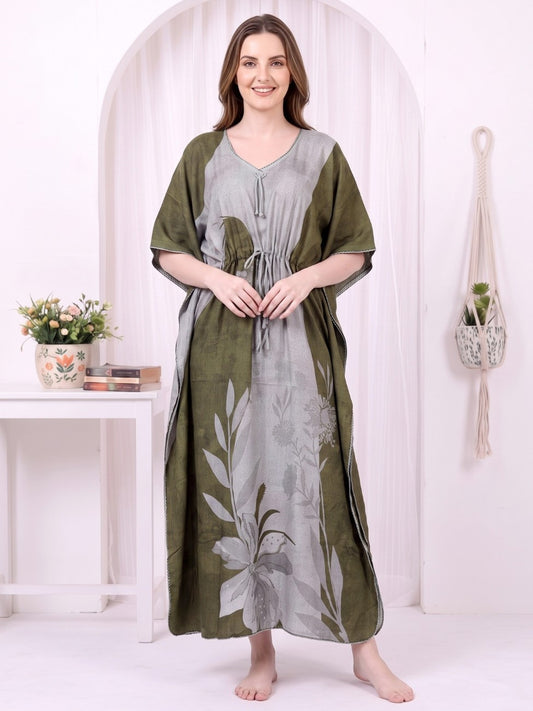 Freya Olive Mist Printed Kaftan