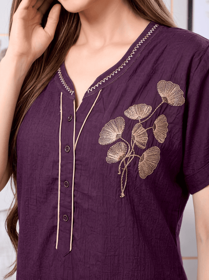 MIRA PURPLE EMBROIDERED NIGHTGOWN
