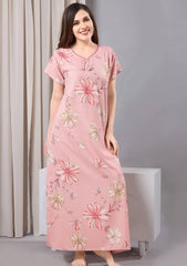 Daisy Pink Floral Tie-Neck Nightgown