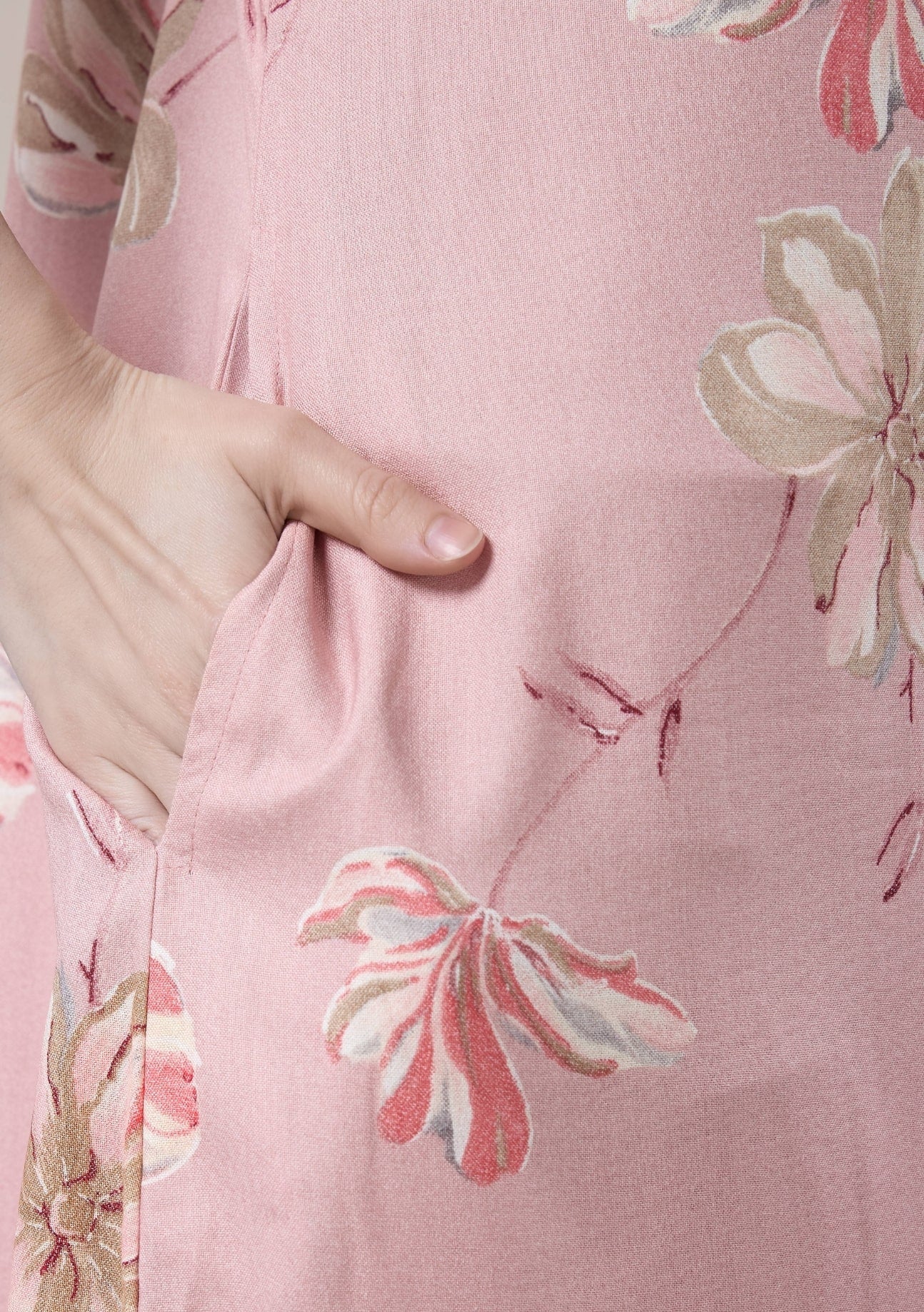 Daisy Pink Floral Tie-Neck Nightgown