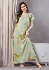 Daisy Mint Green Floral Tie-Neck Nightgown