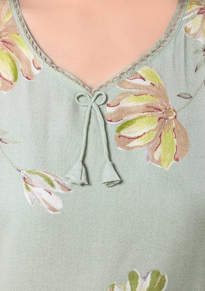 Daisy Mint Green Floral Tie-Neck Nightgown