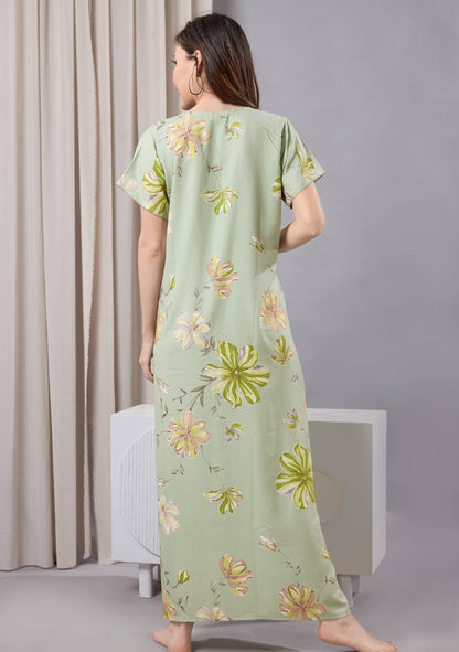 Daisy Mint Green Floral Tie-Neck Nightgown