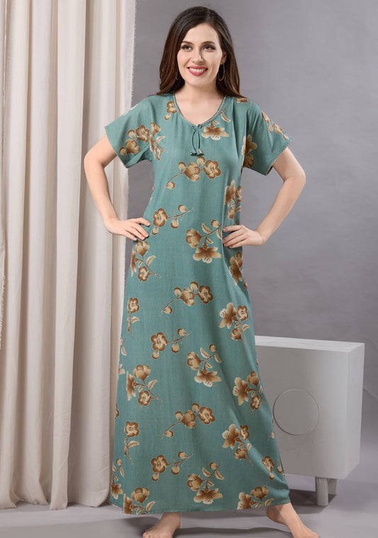 Cherry Olive Tie-Neck Nightgown