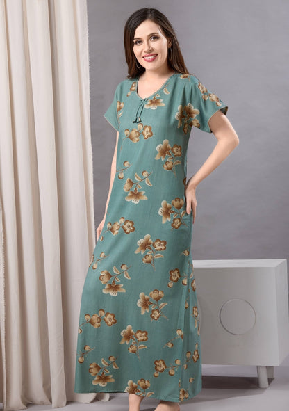 Cherry Olive Tie-Neck Nightgown