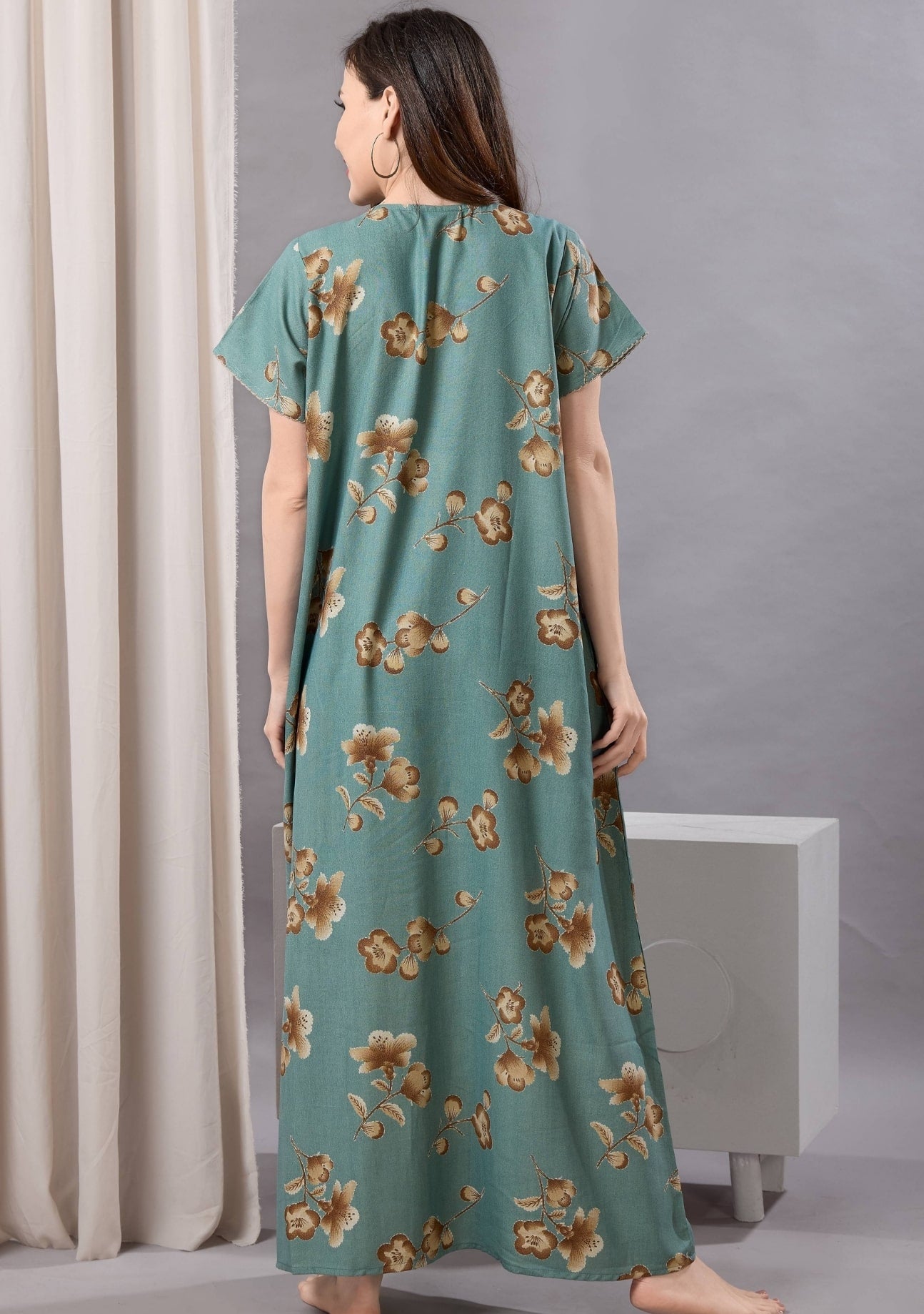 Cherry Olive Tie-Neck Nightgown