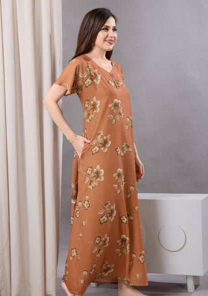 Cherry Orange Tie-Neck Nightgown