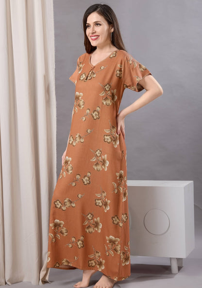 Cherry Orange Tie-Neck Nightgown