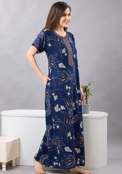 Lily Blue Embroidered Nightgown