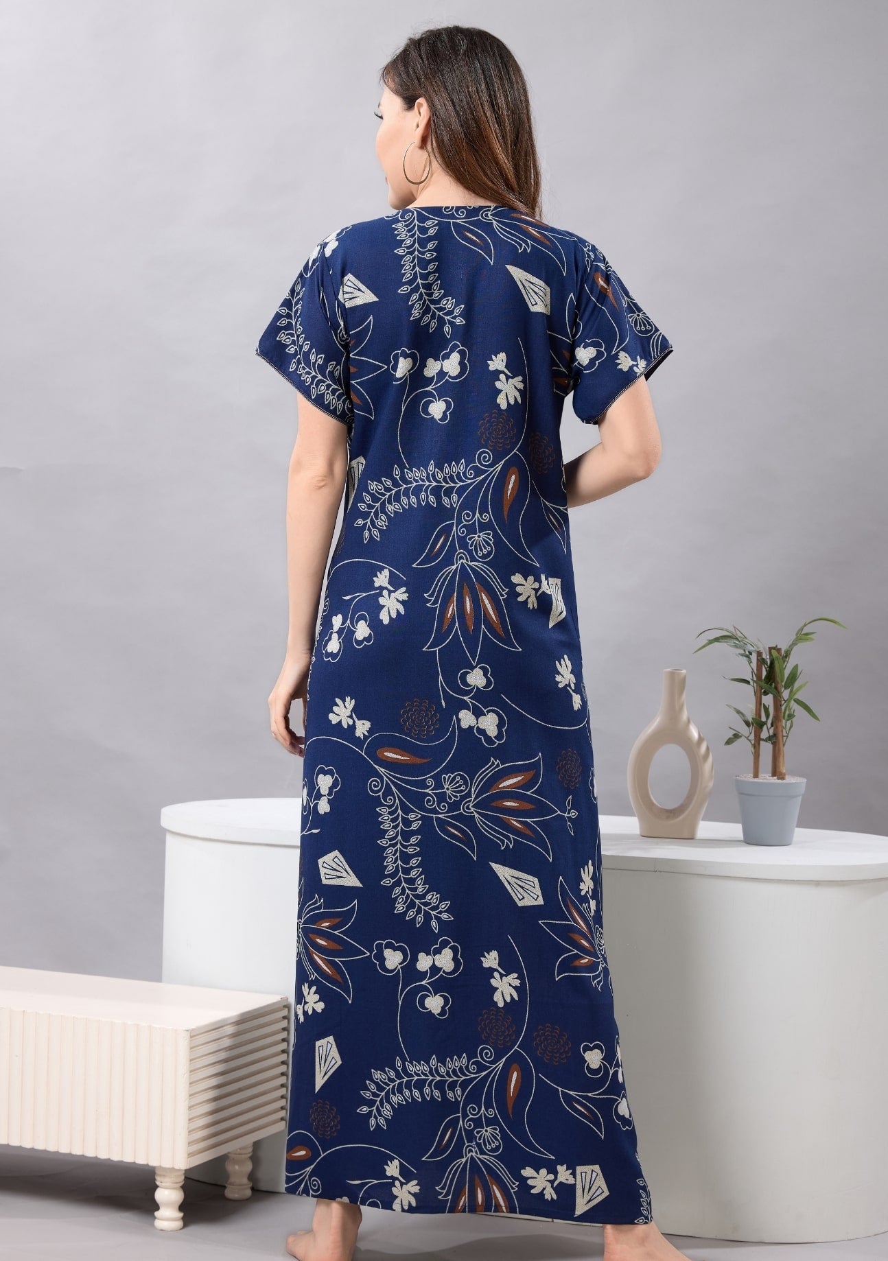 Lily Blue Embroidered Nightgown