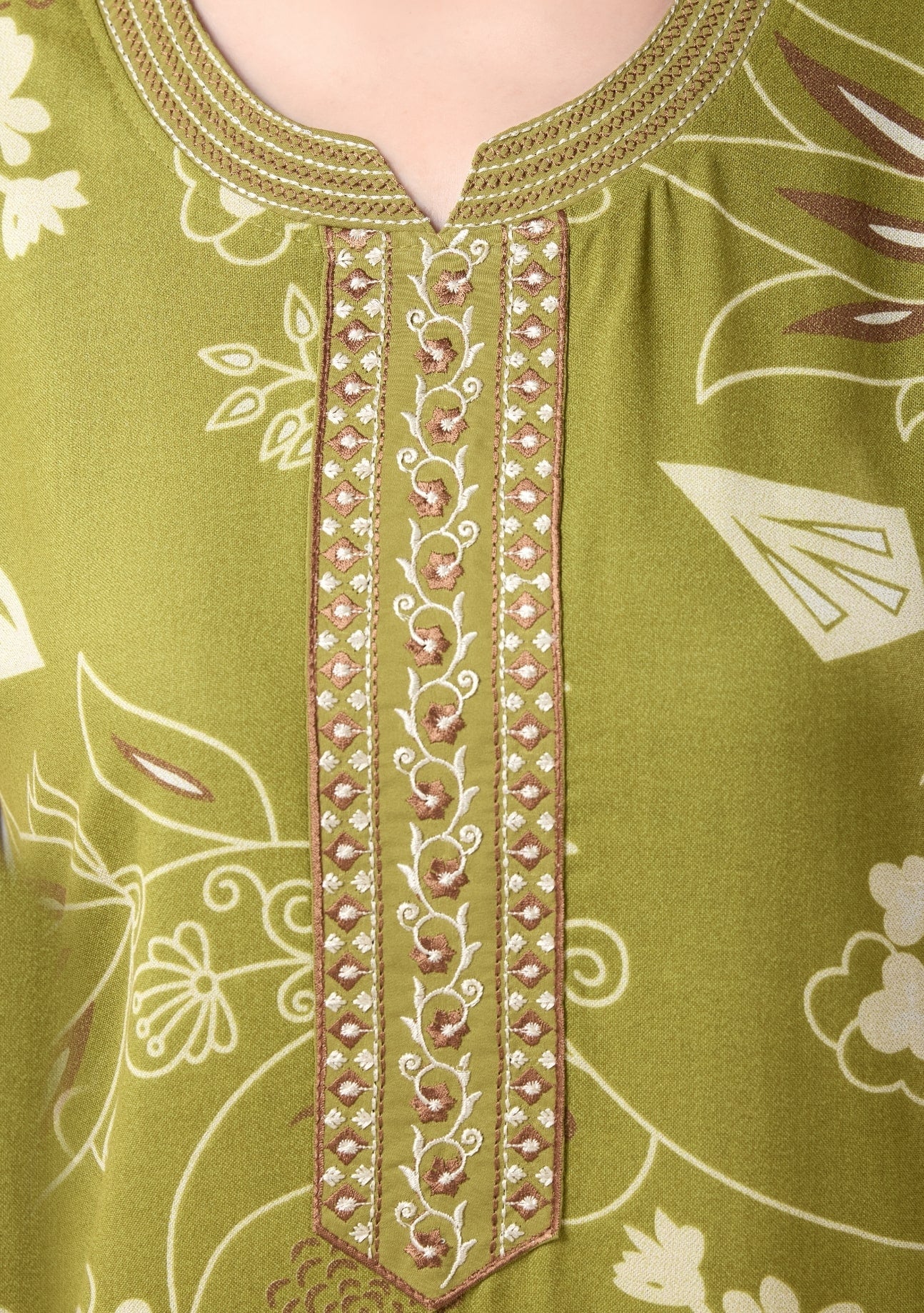 Lily Meadow Green Embroidered Nightgown