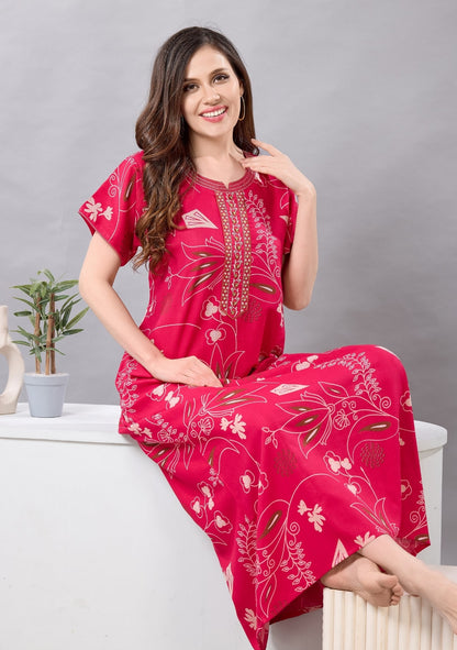 Lily Magenta Embroidered Nightgown