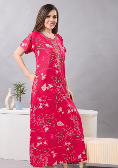 Lily Magenta Embroidered Nightgown